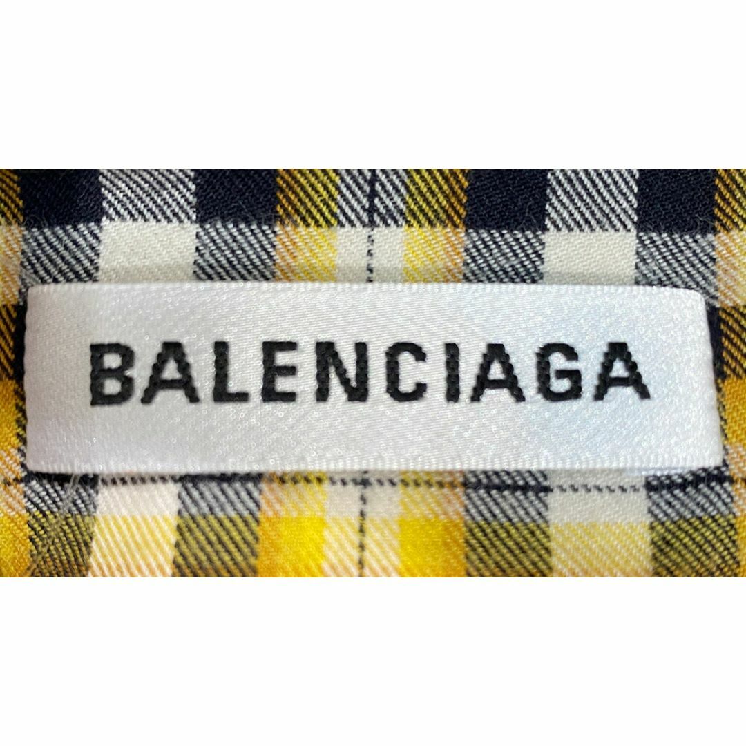 Balenciaga(バレンシアガ)のBALENCIAGA バレンシアガ チェックシャツ　ブラウス　リボン　イエロー/ブラック サイズ36　レディース レディースのトップス(シャツ/ブラウス(長袖/七分))の商品写真