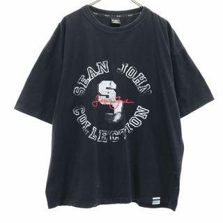 ショーンジョン(Sean John)のショーンジョン プリント 半袖 Tシャツ XL ブラック系 Sean John メンズ 古着 【240331】(Tシャツ/カットソー(半袖/袖なし))