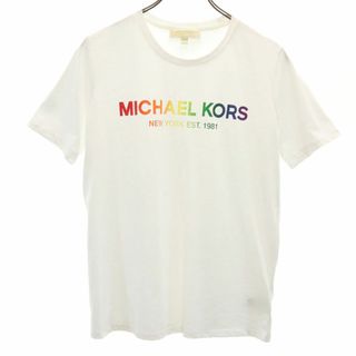 マイケルコース(Michael Kors)のマイケルコース プリント 半袖 Tシャツ S ホワイト MICHAEL MICHAEL KORS メンズ 古着 【240331】 メール便可(Tシャツ/カットソー(半袖/袖なし))