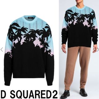 ディースクエアード(DSQUARED2)の【美品】DSQUARED2 ディースクエアード　サンライズ　パーム　ニット　(ニット/セーター)