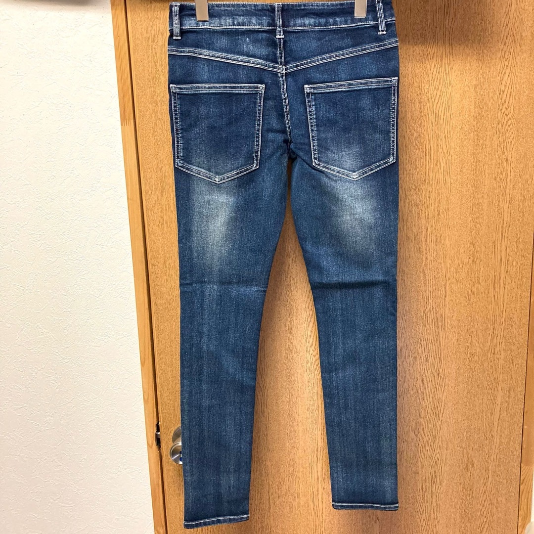 パッチワークデニムパンツ インディゴ色 Mサイズ ストレッチジーンズ 新品 メンズのパンツ(デニム/ジーンズ)の商品写真