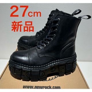 新品❗️NEW ROCK パンク超厚底ブーツ ブラック 27cm(ブーツ)