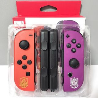 ニンテンドースイッチ(Nintendo Switch)の【新品】ストラップ付 ジョイコン Joy-Con レッド パープル カスタム(家庭用ゲーム機本体)