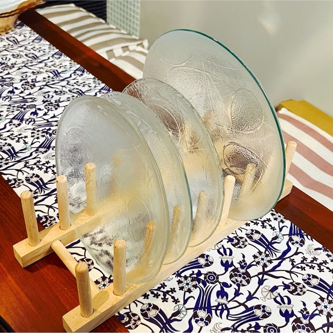 昭和レトロガラスの丸皿セット インテリア/住まい/日用品のキッチン/食器(食器)の商品写真