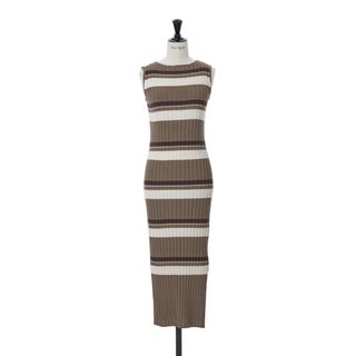 ハーリップトゥ(Her lip to)のCotton Striped Ribbed Knit Dress(ロングワンピース/マキシワンピース)