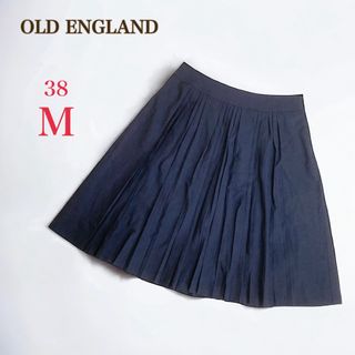 OLD ENGLAND - OLD ENGLAND　プリーツ スカート 38　M　ネイビー　ひざ丈　フレア