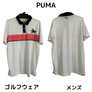 プーマ(PUMA)の最終値下げ PUMA プーマ 古着 メンズ ゴルフウェア ポロシャツ 白 ピンク(ウエア)