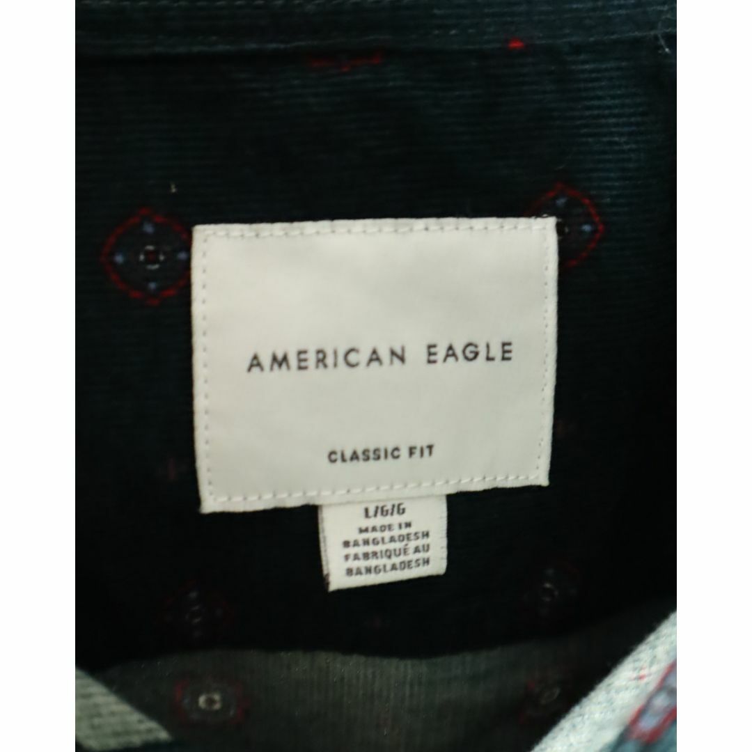 American Eagle(アメリカンイーグル)のアメリカンイーグル ユニーク 小紋柄 細畝 コーデュロイ 長袖 シャツ 深緑 L メンズのトップス(シャツ)の商品写真
