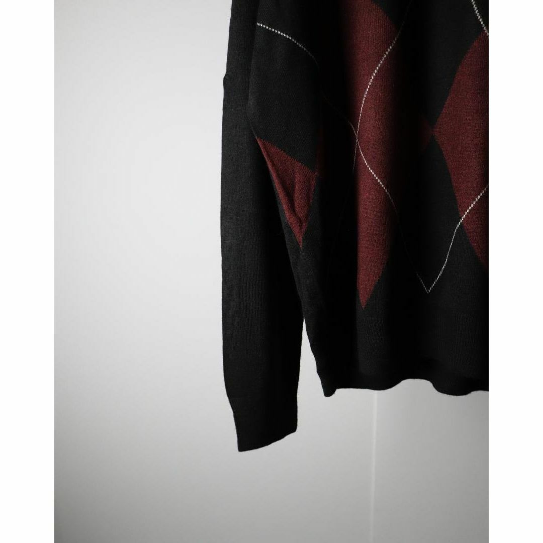 VINTAGE(ヴィンテージ)のDOCKERS ドッカーズ アーガイル柄 ハイゲージ ニット セーター 黒 L メンズのトップス(ニット/セーター)の商品写真