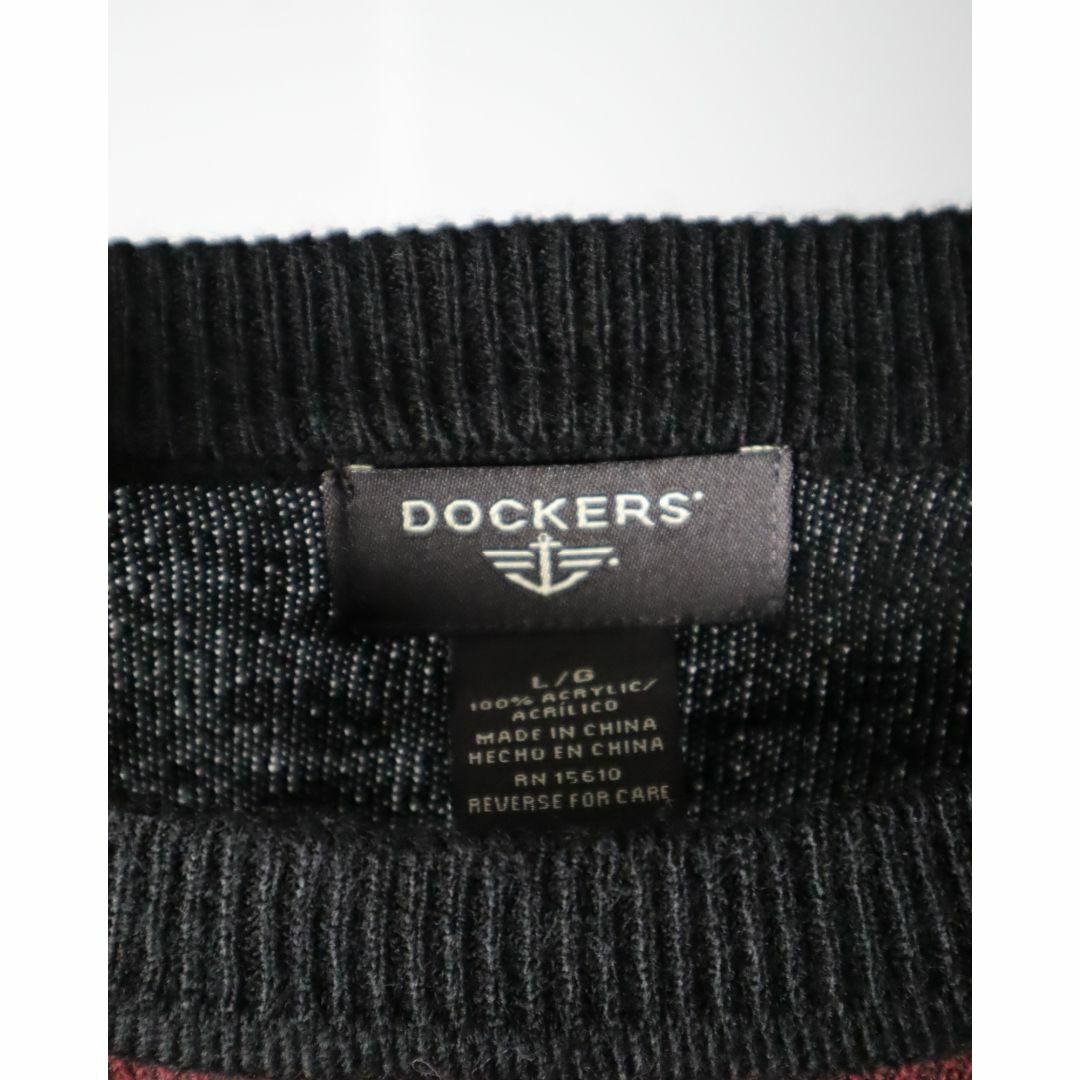 VINTAGE(ヴィンテージ)のDOCKERS ドッカーズ アーガイル柄 ハイゲージ ニット セーター 黒 L メンズのトップス(ニット/セーター)の商品写真