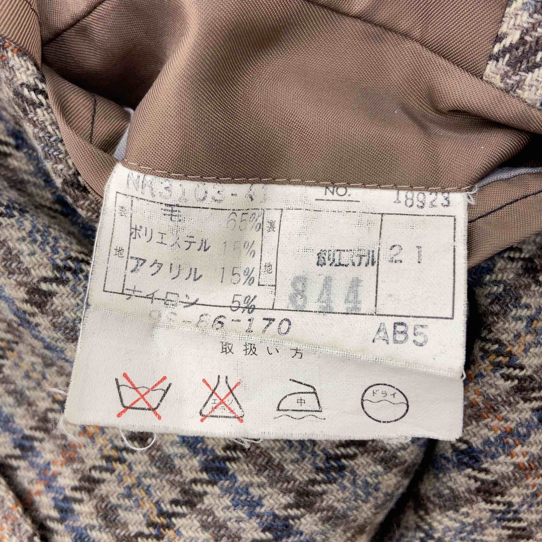 BYRON  メンズ テーラードジャケット チェック　ブラウン　毛混　裏地 メンズのジャケット/アウター(テーラードジャケット)の商品写真