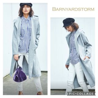 バンヤードストーム(BARNYARDSTORM)の【美品】バンヤードストーム  ボンディング  ダンボール ロングカーデ　フード(スプリングコート)