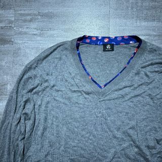 ポールスミス(Paul Smith)のPSポールスミス カシミヤ混Vネックハイゲージニット ドット 大きいサイズ　美品(ニット/セーター)