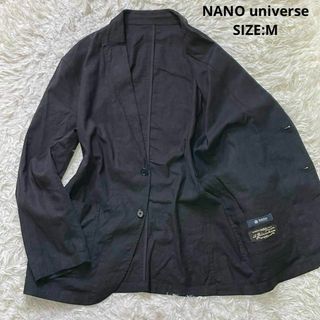 nano・universe - 春夏素材 ナノユニバース リネン混 ストレッチ アンコンジャケット M ブラック