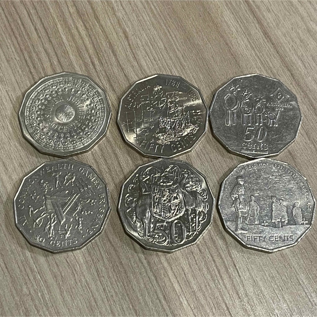 オーストラリア 記念硬貨 5種+通常硬貨　6枚セット エンタメ/ホビーの美術品/アンティーク(貨幣)の商品写真