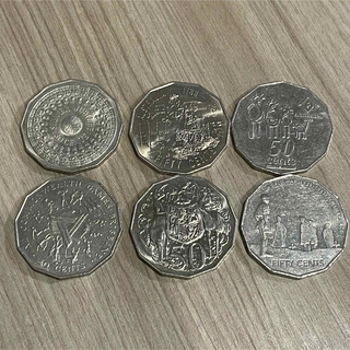 オーストラリア 記念硬貨 5種+通常硬貨　6枚セット(貨幣)