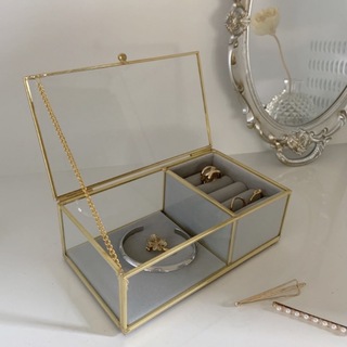 ジュエリーケース　ガラスケース　アクセサリーケース　ジュエリーボックス　真鍮(ケース/ボックス)