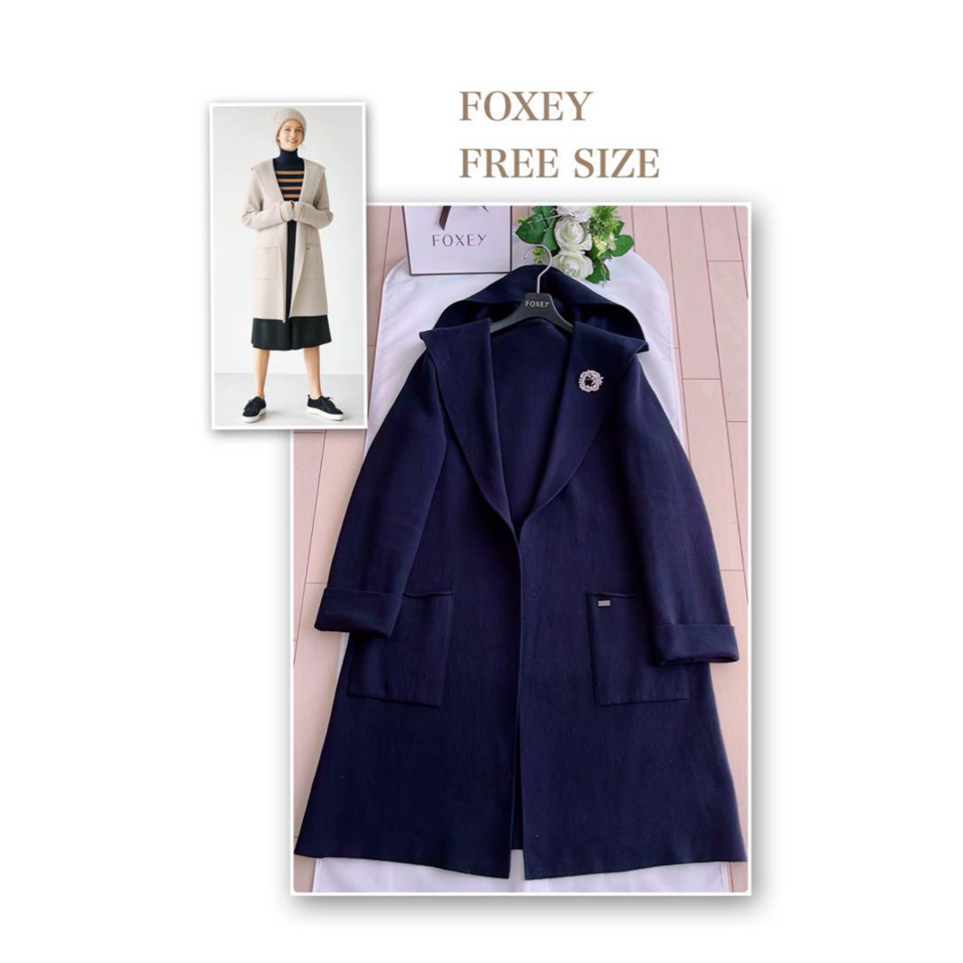 FOXEY(フォクシー)のFOXEY  17万カシミヤフーデイカーディガンFREE 極美品　Rene レディースのトップス(カーディガン)の商品写真