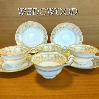 ウェッジウッド(WEDGWOOD)の美品★ ウェッジウッド コロンビア ゴールド フロレンティーン カップ＆ソーサー(食器)