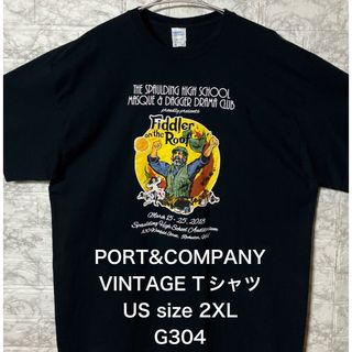 ヴィンテージ(VINTAGE)の【レア】US古着2XLsize PORT&COMPANY ブラックTシャツ(Tシャツ/カットソー(半袖/袖なし))