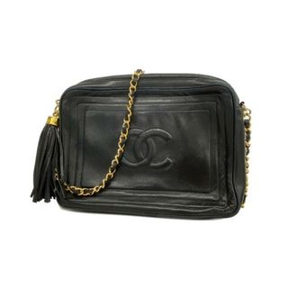 シャネル(CHANEL)の★SALE 【4ge5389】シャネル ショルダーバッグ/フリンジ付きチェーンショルダー/ラムスキン/ブラック/ゴールド金具 【中古】 レディース(ショルダーバッグ)