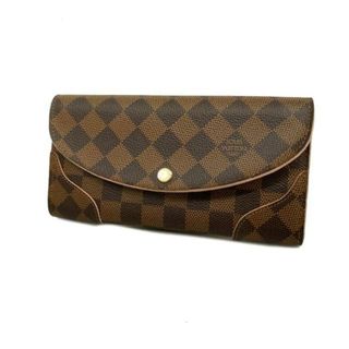 ルイヴィトン(LOUIS VUITTON)の【4ge5532】ルイヴィトン 長財布/ダミエ/ポルトフォイユカイサ/N61227/エベヌ/ローズバレリーヌ【中古】レディース(財布)