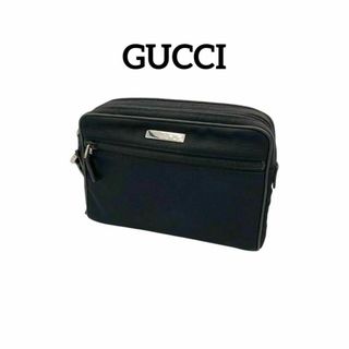 グッチ(Gucci)のGUCCI グッチ　ナイロンクラッチバッグ　シルバー金具　黒　018 1607(クラッチバッグ)