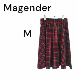 マジェンダ(Magender)のマジェンダ ひざ丈スカート  ストライプ チェック  パーティー ゴム かわいい(ひざ丈スカート)