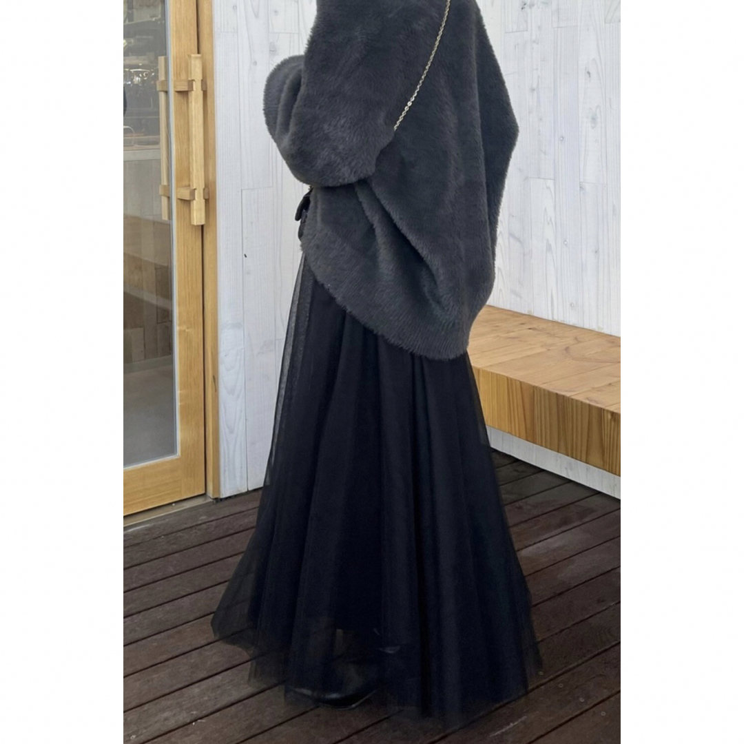 BONJOUR SAGAN(ボンジュールサガン)の新品未使用タグ付きBonjour saganバックゴムボリュームチュールスカート レディースのスカート(ロングスカート)の商品写真