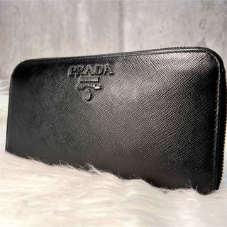 PRADA - 極美品 プラダ 長財布 サフィアーノ シャイン ラウンド レザー 黒 メンズ