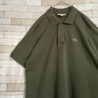 ラコステ(LACOSTE)のLACOSTE ラコステ ポロシャツ 半袖 刺繍ロゴ カーキ L(ポロシャツ)