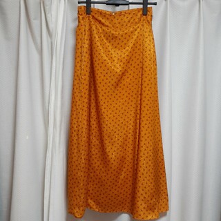 スローブイエナ(SLOBE IENA)のSLOBE IENA フレア ロング スカート オレンジ S(ロングスカート)