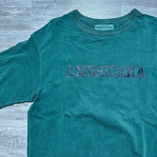 AMERICANA アメリカーナ USED加工 ロゴ Tシャツ グリーン 日本製