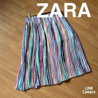 ザラ(ZARA)のZARA カラフルプリーツスカート　ウエストゴム(ひざ丈スカート)