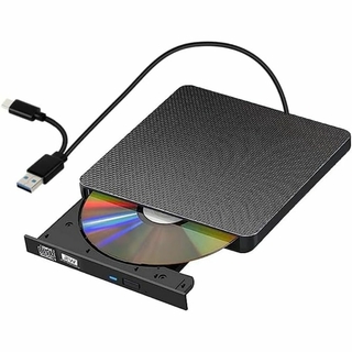 外付CD・DVDドライブ USB3.0/Type Cポート付き CD/DVD読込(DVDプレーヤー)