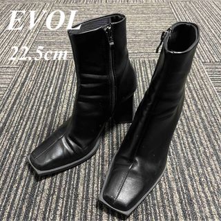 イーボル EVOL ♡ スクエア ショート ブーツ レディース　22.5cm