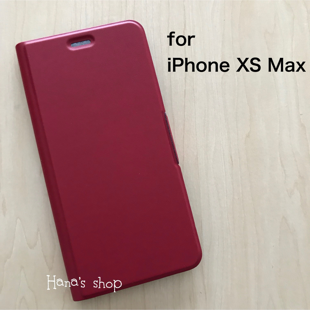 iPhoneXS Max 薄型 スリム 磁石付 手帳型 ケース  レッド スマホ/家電/カメラのスマホアクセサリー(iPhoneケース)の商品写真