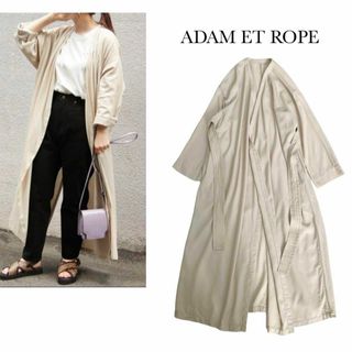 アダムエロペ(AER ADAM ET ROPE)のアダムエロペ＊ツイルガウン　コート　羽織り　カーディガン  ベージュ(スプリングコート)