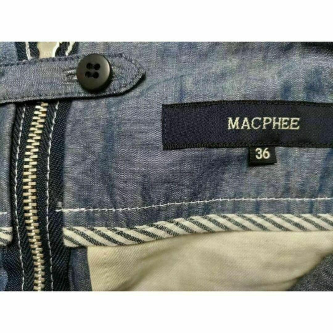 MACPHEE(マカフィー)のマカフィー 麻混じり ベルト付き デニム調 スカート ブルー系 36(S)春夏 レディースのスカート(ひざ丈スカート)の商品写真