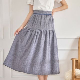 トッコクローゼット(TOCCO closet)のトッコクローゼット tocco closet サマーツイードスカート ネイビー(ひざ丈スカート)