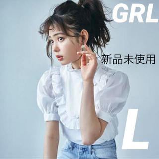 グレイル(GRL)のGRL  バックリボンフリルネックブラウス[cu222] 新品未使用 L(シャツ/ブラウス(長袖/七分))