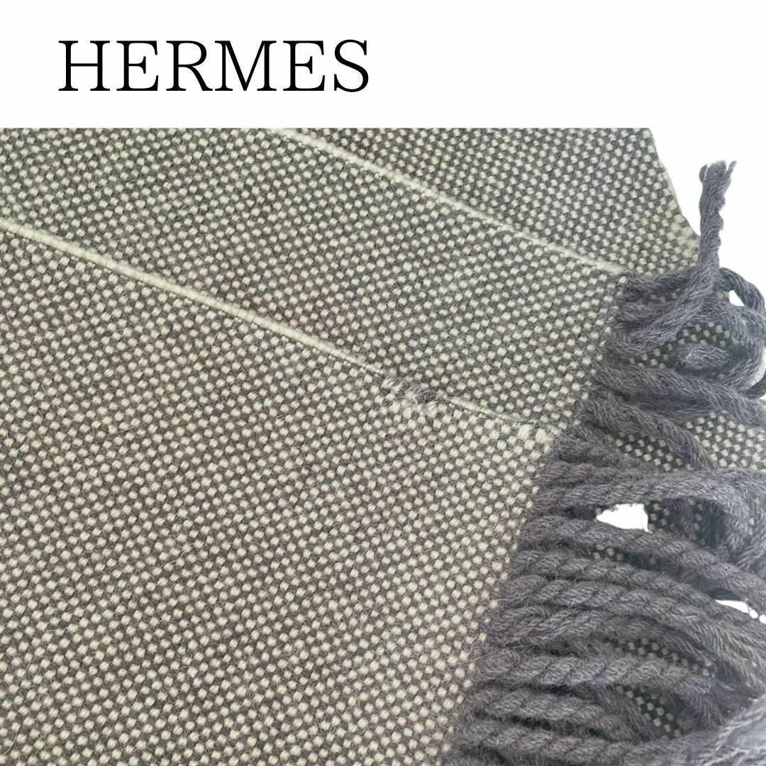 Hermes(エルメス)のエルメス ウール ブラック ストール　マフラー　スカーフ　HERMES レディースのファッション小物(マフラー/ショール)の商品写真