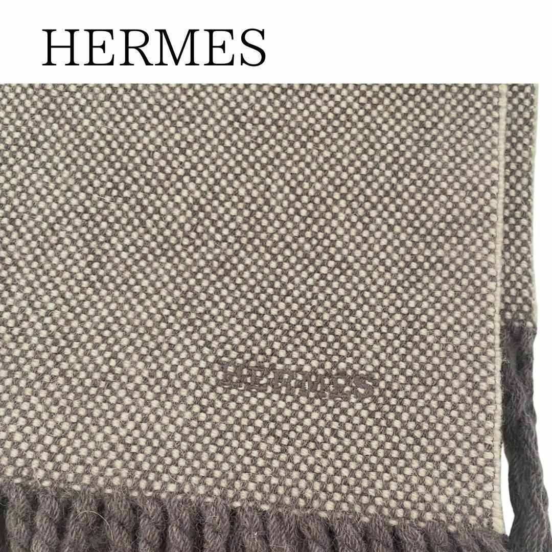 Hermes(エルメス)のエルメス ウール ブラック ストール　マフラー　スカーフ　HERMES レディースのファッション小物(マフラー/ショール)の商品写真