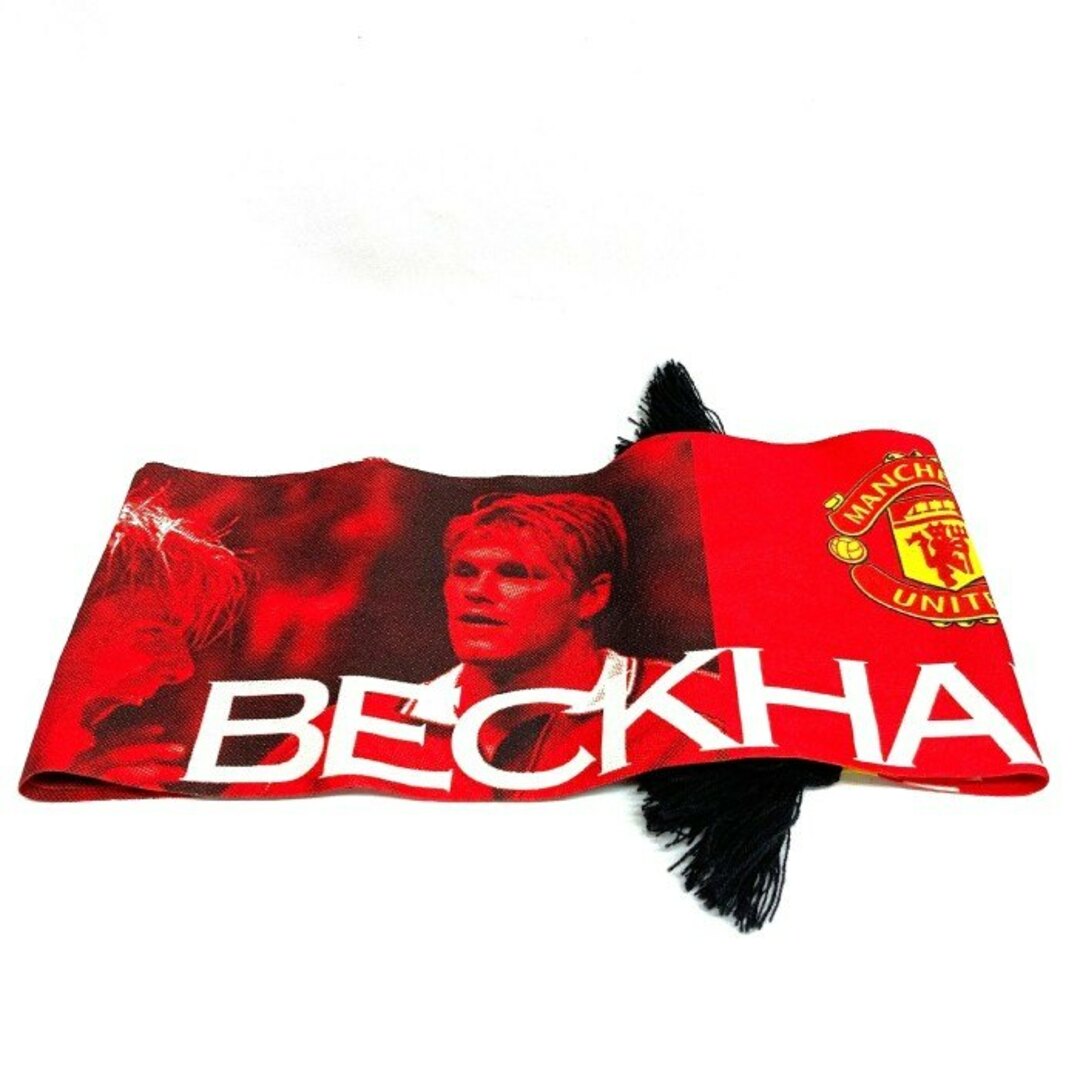 ★MANCHESTER UNITED マンチェスターユナイテッド David Beckham デイビッド ベッカム プリントスカーフ MADE IN UK レッド レディースのファッション小物(ストール/パシュミナ)の商品写真