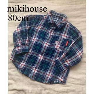 mikihouse - ミキハウス チェックシャツ 80cm リバーシブル 長袖 グリーン