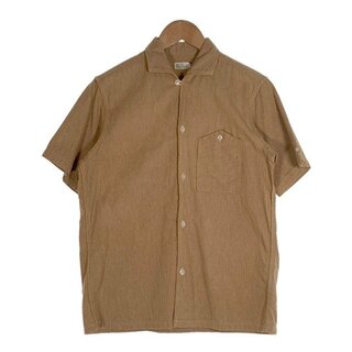 ウエアハウス(WAREHOUSE)のWAREHOUSE ウエアハウス S/S OPEN COLLAR SHIRTS イタリアンカラー オープンカラーシャツ 半袖 ブラウン Size 36(シャツ)