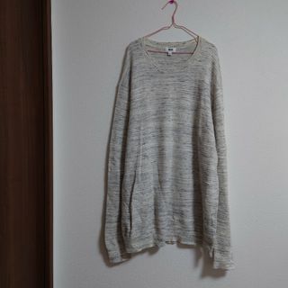 ユニクロ(UNIQLO)のUNIQLO マーブル柄 ホワイトニット XL(ニット/セーター)