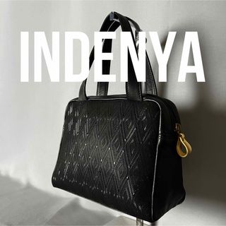 インデンヤ(印傳屋)の印傳屋 印伝屋 INDENYA ハンドバッグ 鹿革 ブラック 黒(ハンドバッグ)