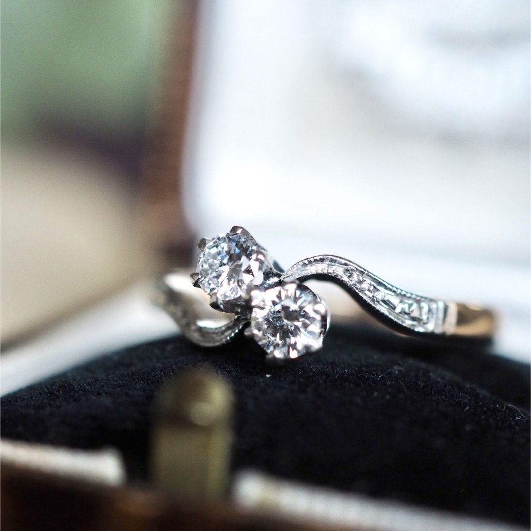 イギリス🇬🇧アンティーク K18×プラチナ ダイヤモンド トワエモワリング レディースのアクセサリー(リング(指輪))の商品写真