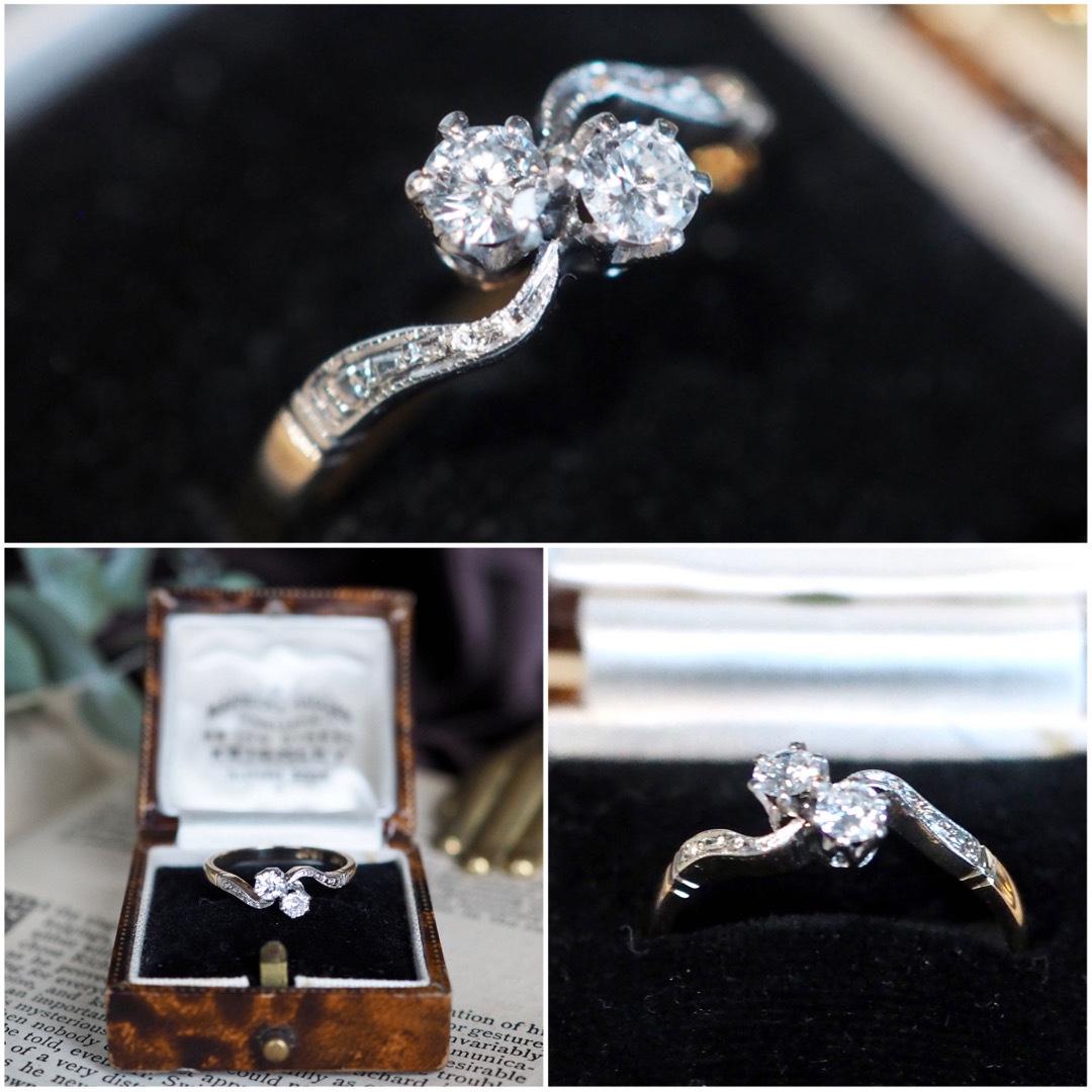 イギリス🇬🇧アンティーク K18×プラチナ ダイヤモンド トワエモワリング レディースのアクセサリー(リング(指輪))の商品写真
